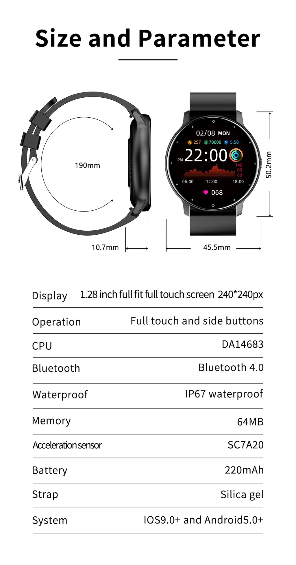 T950 SMARTWATCH FOR ANDROID/IOS